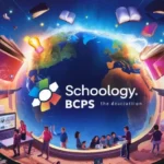 BCPS Schoology interface showing various features for students, teachers, and parents.