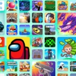 Unblocked games 76 logo showcasing various game characters and icons