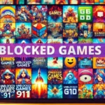 Unblocked games 911 logo with various game characters