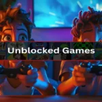 Unblocked games WTF logo with colorful game characters